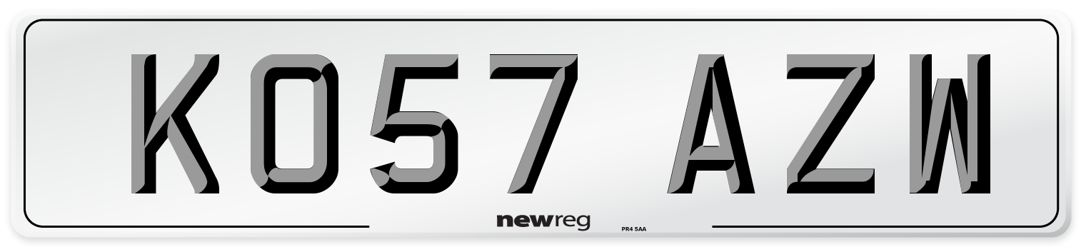KO57 AZW Number Plate from New Reg